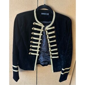 Boohoo Black and Gold Military Style Jacket